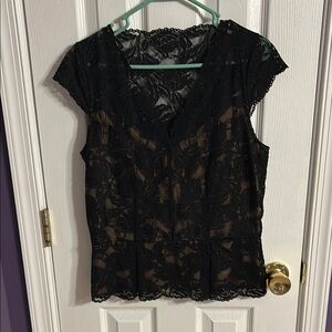 White House Black Market Black Lace Blouse
